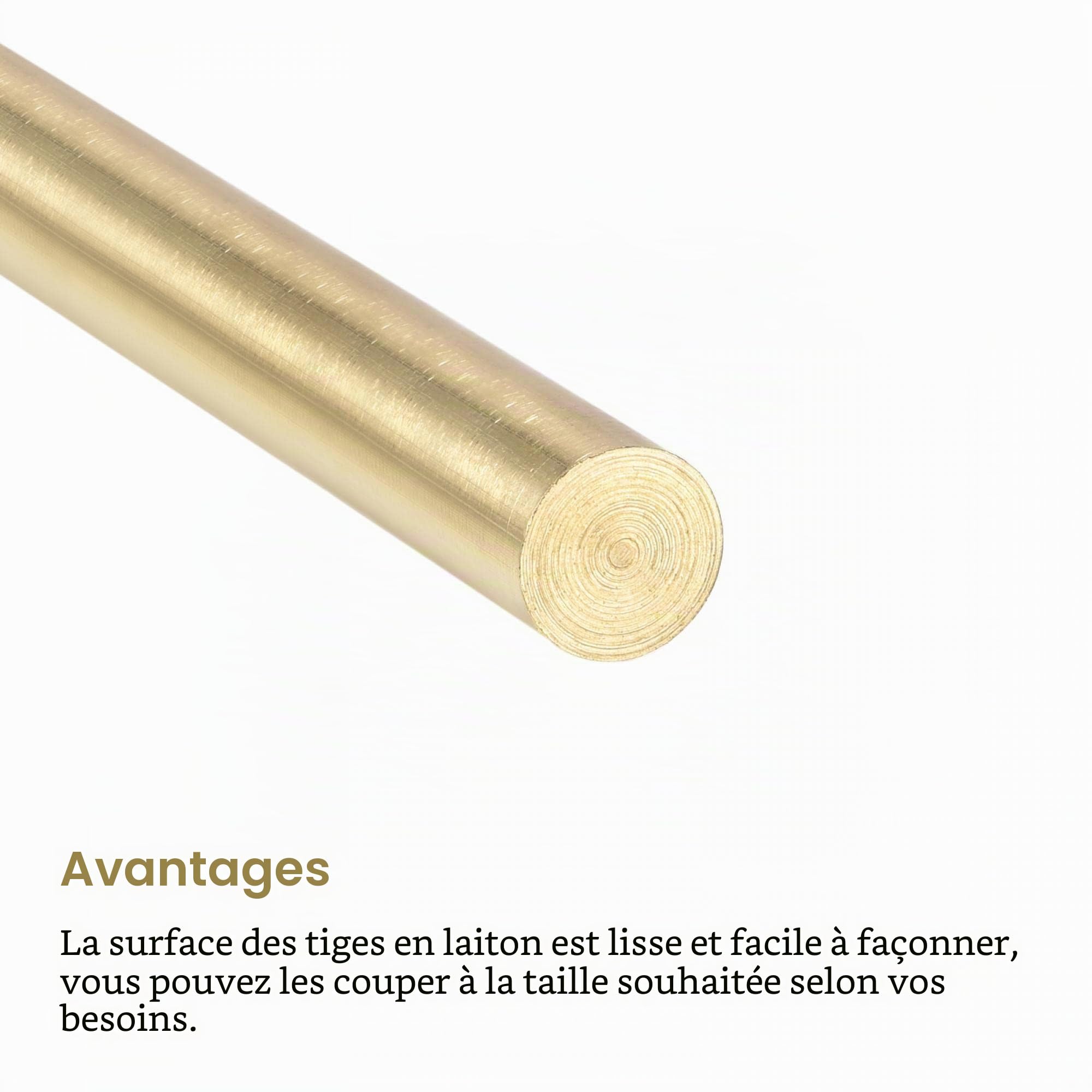 sourcing map Tige Laiton Laiton Solide Rond 12mm Diamètre 300mm Longueur Tour Barre Stock pour RC Modèle Bricoleur Artisanat Coffret de 1