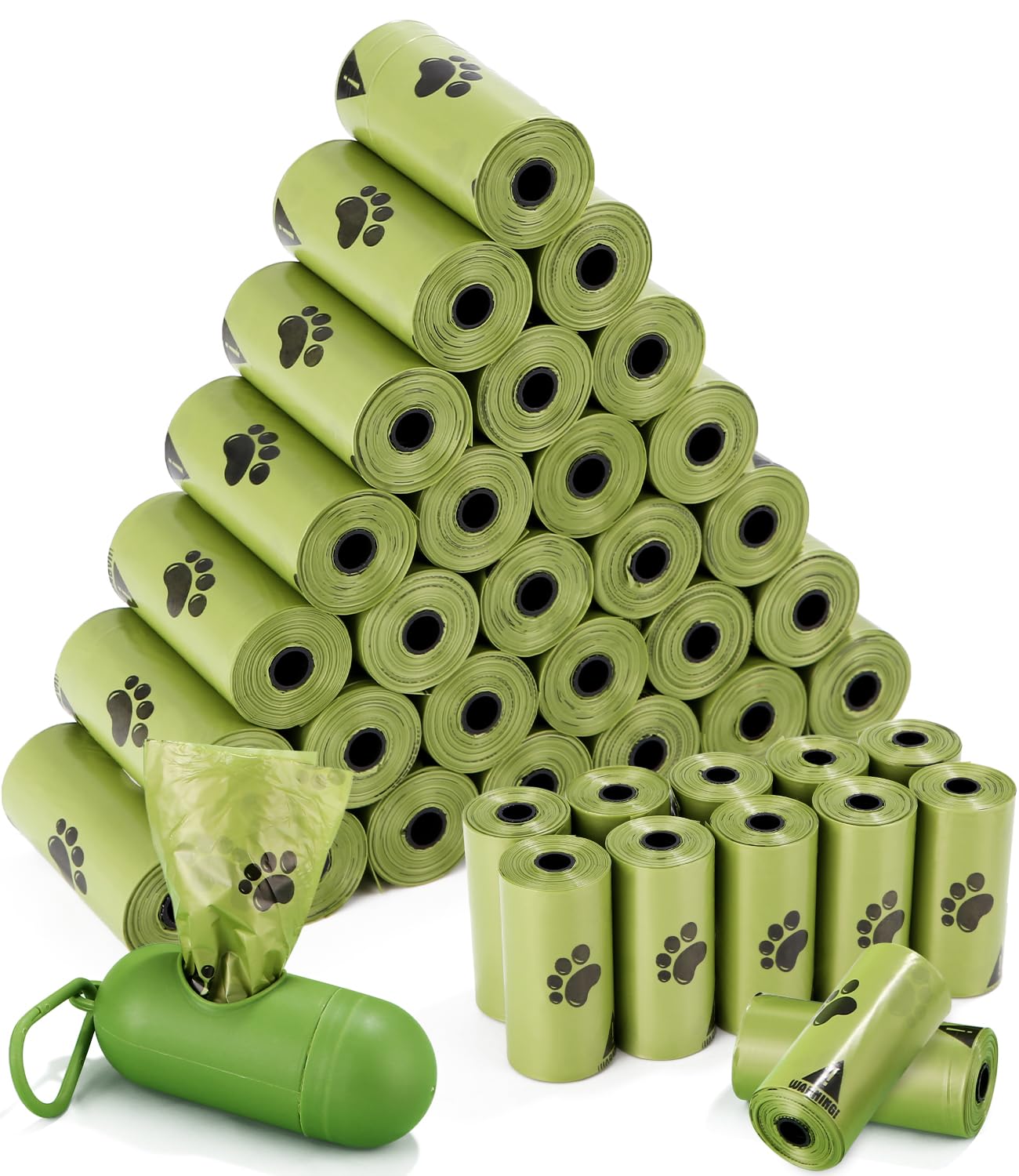 SOSINYA biodegradables Bolsas Caca Perro con 1 Dispensador, Sin fragancia, 600 Unidad, 40 Rollos de 15,Bolsa Extra Gruesa y Fuerte para excrementos, a Prueba de Fugas (A)
