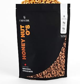 Farm Girl - Honey Nut Os Artistian Keto Cereal - Low Carb, Non-GMO, Gluten Free, Zero Sugar, Zero Preservatives - Plant Based Protein - Perfect for Keto, Vegan and Paleo Diets - Made in Canada (320g)
