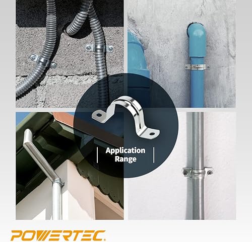 Miniatura 6 de POWERTEC 71663 Juego de colgadores de abrazadera de correa de tubo de 1-14 pulgadas para tubos de diámetro exterior de 1.260 in, soporte rígido en U