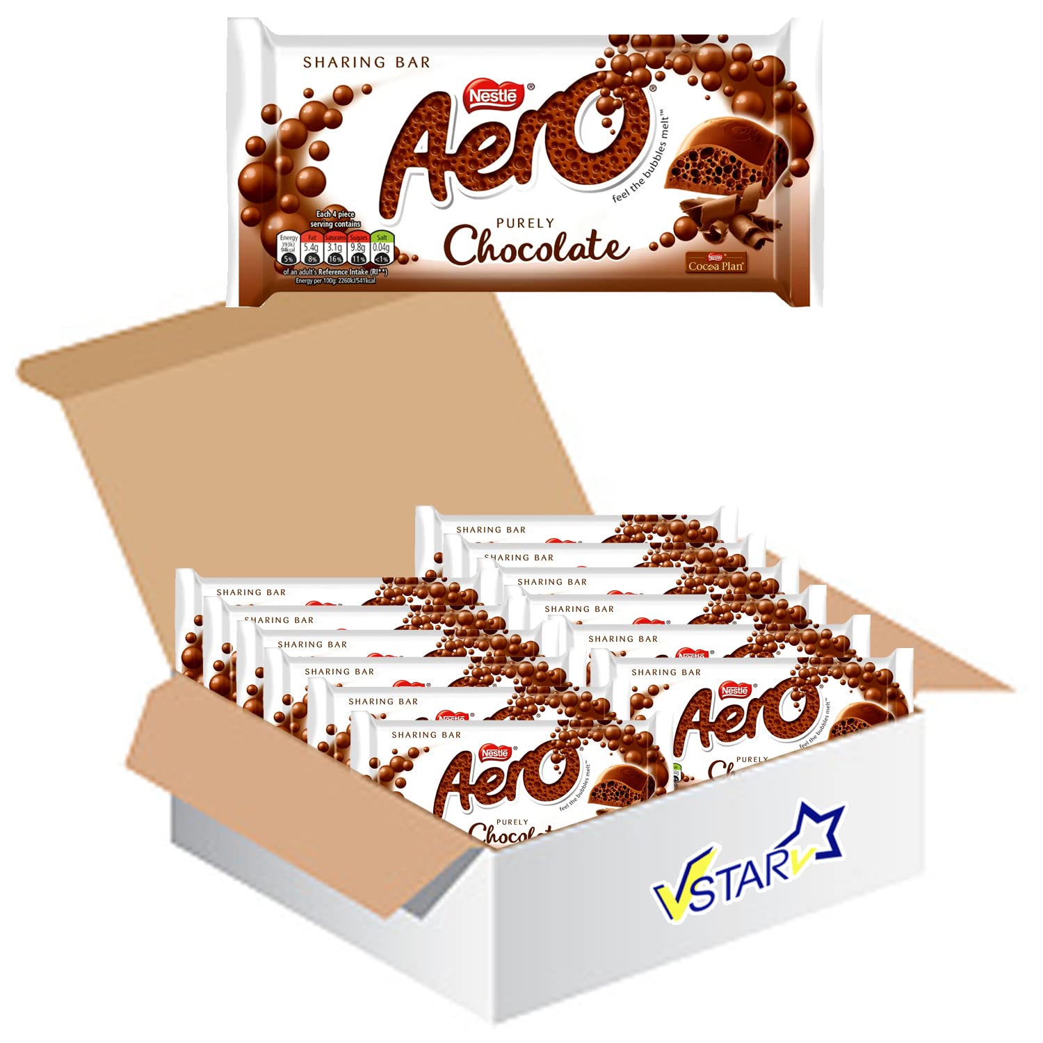 VSTARAll Chocolate Bars Collection (Aero Milk Sharing Block 90g, Full Box), 1.0 count