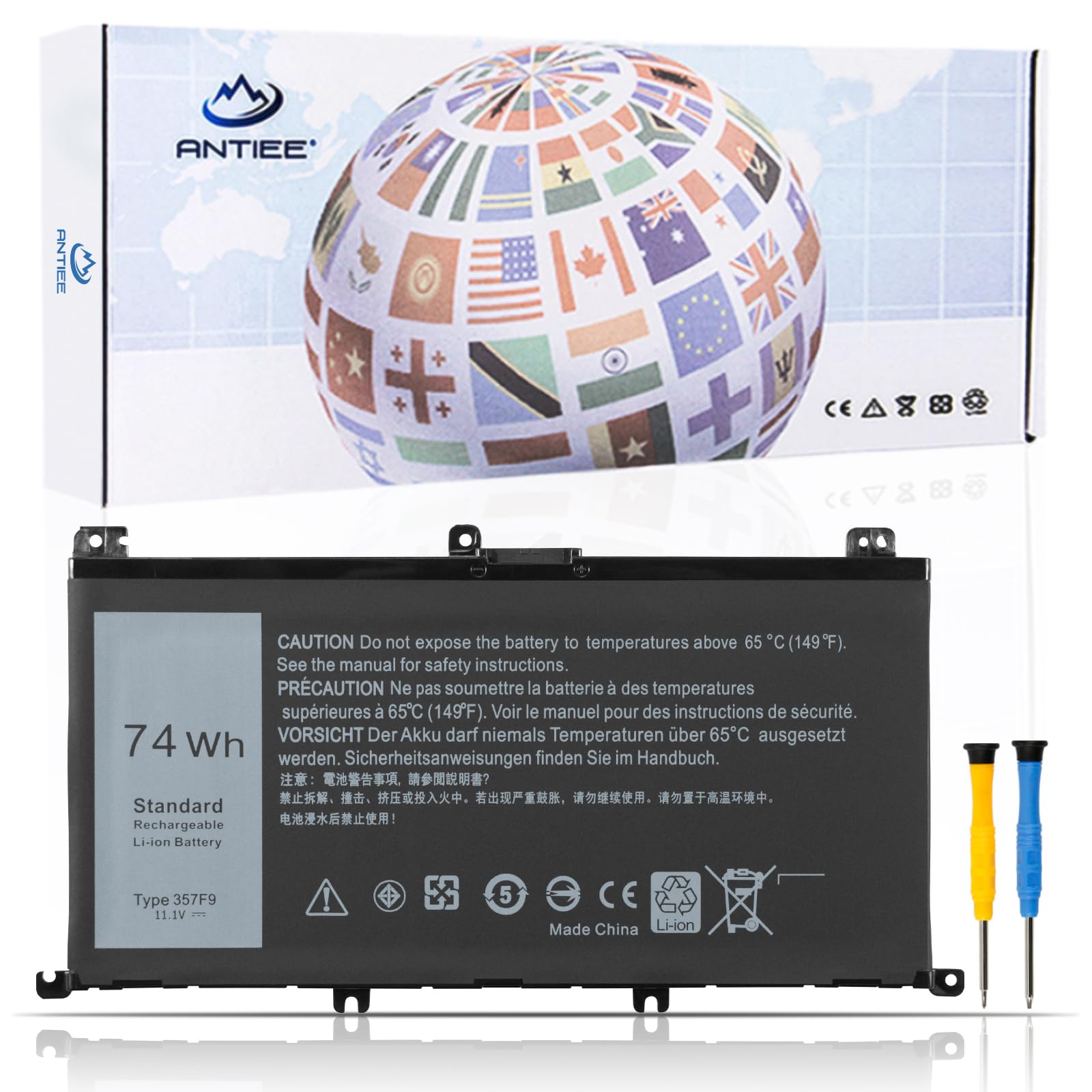 ANTIEE 74WH 357F9 Battery for Dell Inspiron 15 7000 Gaming 15 7559 i7559 7557 i7557 5577 7567 5576 7566 i7559-5012GRY i5577-7342blk-pus INS15PD P65F P65F001 P57F Laptop 71JF4 071JF4 0GFJ6 0357F9