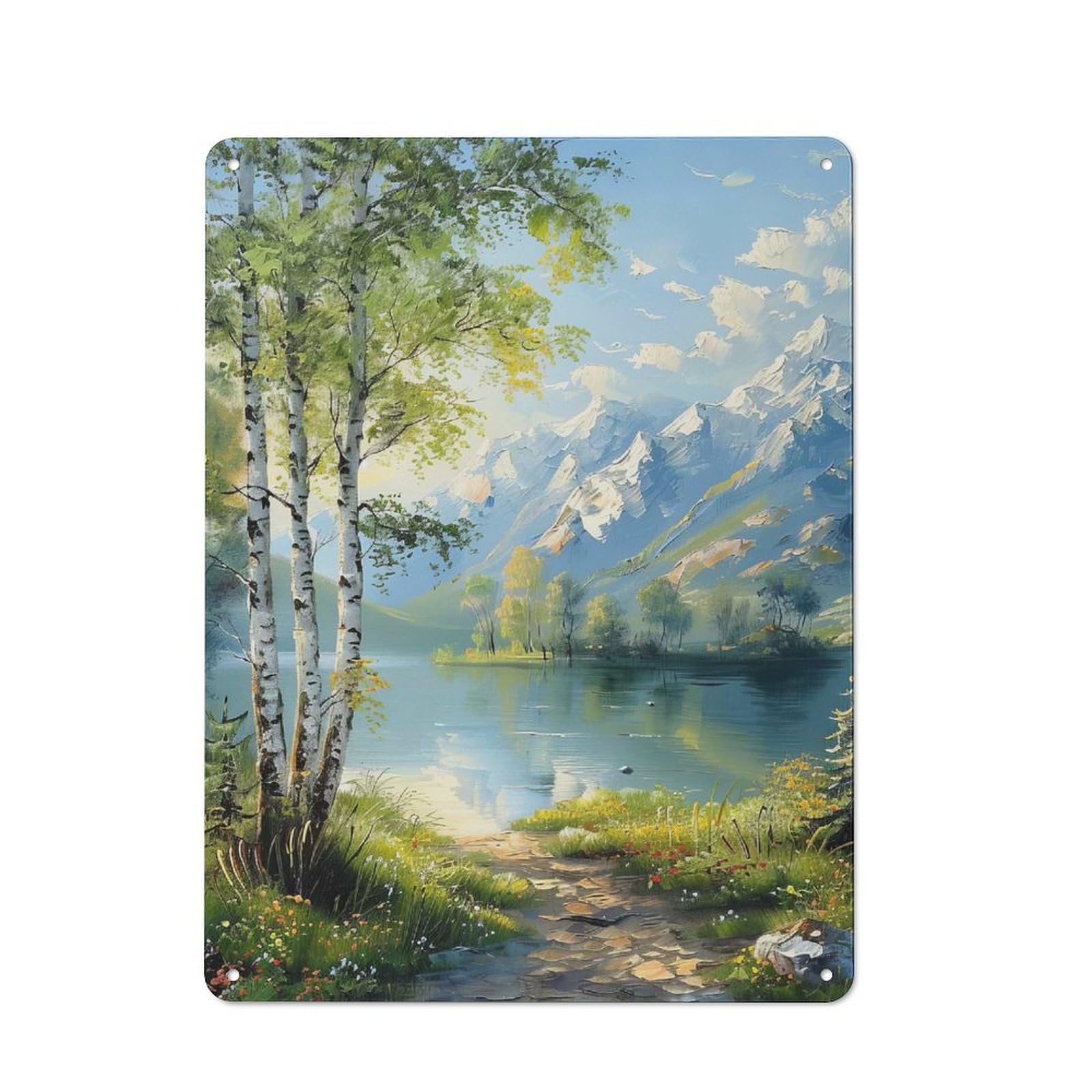 Tranquil Nature Workshop Style Metal Wall Decor 40x30cm, Decorative Metal Plaque for Garage, Workshop, Shed Or Utility Room