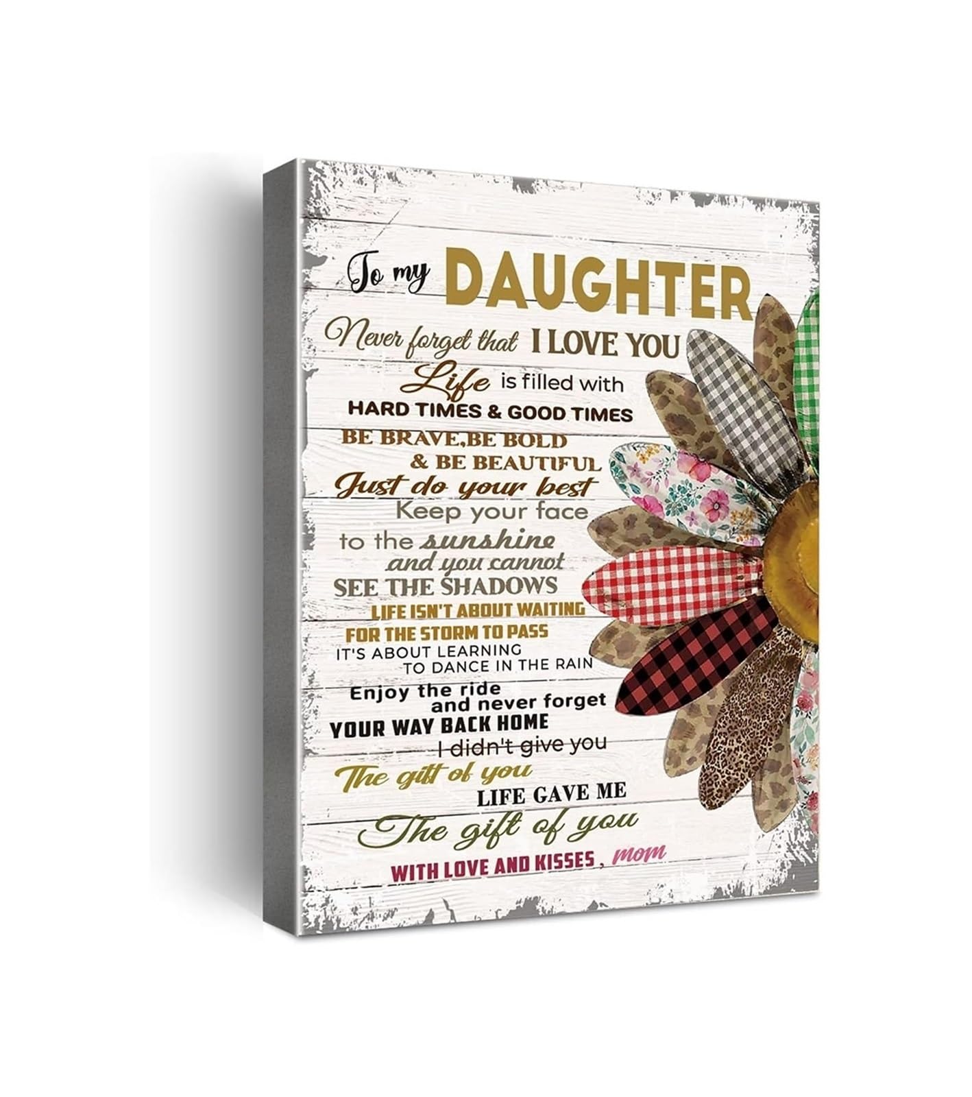 MQXFCZUX Gift for Daughter from Mom - Sunflower Poem Print, Heartfelt Wall-Art for Daughter Bedroom Decor & Moving Away Gift Framed,16x24inch(40x60cm)