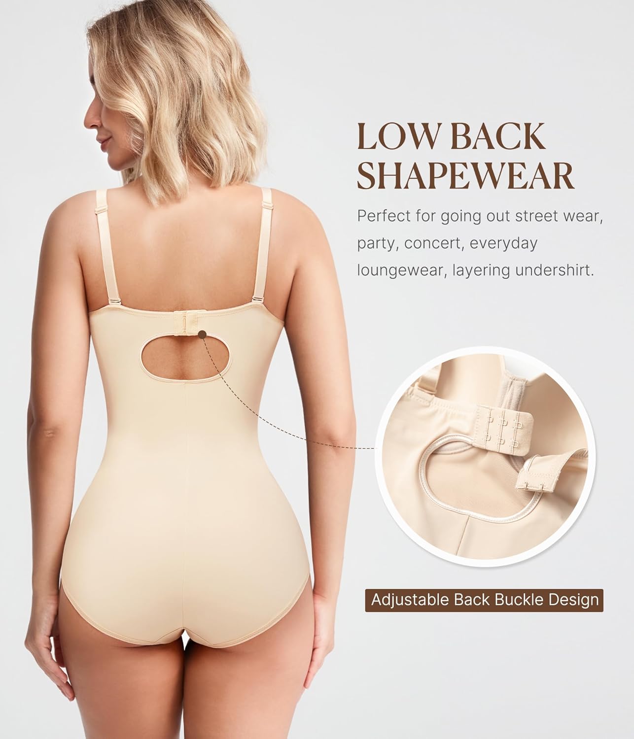 BRABIC Bodysuit Shapewear for Women Tummy Control Dress Backless Bodysuit Tops Body Shaper with Built-in Bra - Image 4
