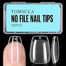 TOMICCA Ballerina Kurz Nageltips-Tips für Gelnägel, Gel Full Cover Nail Tips, Pre-Shaped Halbmatt tips nägel Gelly Nagelspitzen für Acrylnägel-192 Pieces 12 Sizes