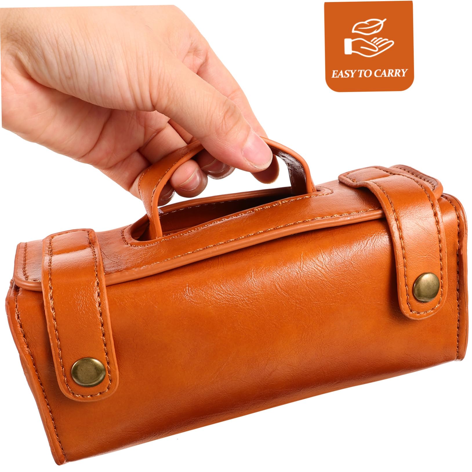 Neceser de Viaje Hombre para Maquinilla de Afeitar, Gran Capacidad | Cuero Sintético Pu Marrón, Múltiples Compartimentos, Organización Fácil, Diseño Portátil y Resistente a Salpicaduras