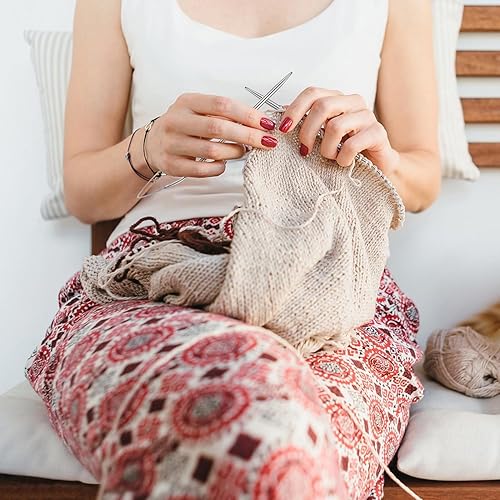 Miniatura 8 de Juego de agujas de tejer circulares, 11 agujas de tejer intercambiables de acero, herramienta de tejido de ganchillo con bolsa de almacenamiento