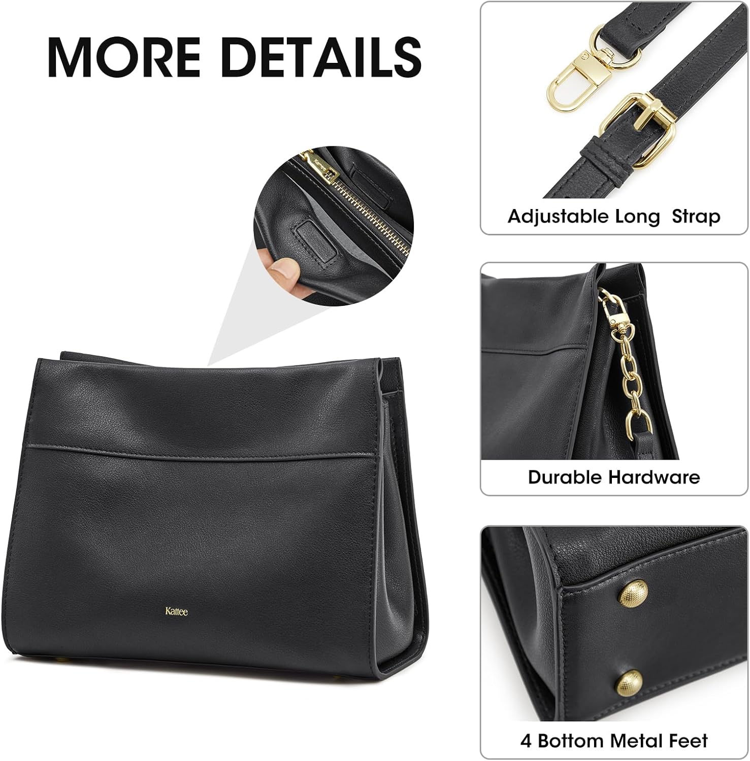 Kattee Leather Purses and Handbags for Women, Small Crossbody Bags for Women, Top Handle Hobo Shoulder Bag with 2 Straps - Image 5