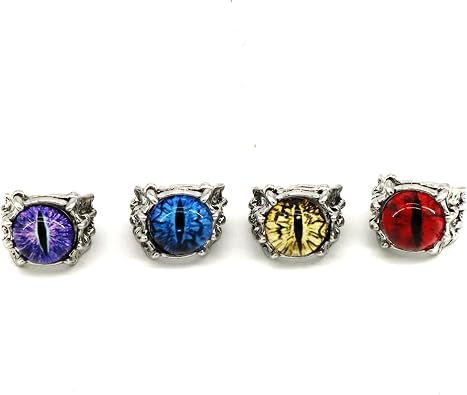 Vctitil 4 Pcs Devil Evil Eye Ring Demon Eye Ring Hell Demon Ring Men Alloy Rings Chinese Dragon Claw Rings Gothic Punk Rings Halloween Accessory