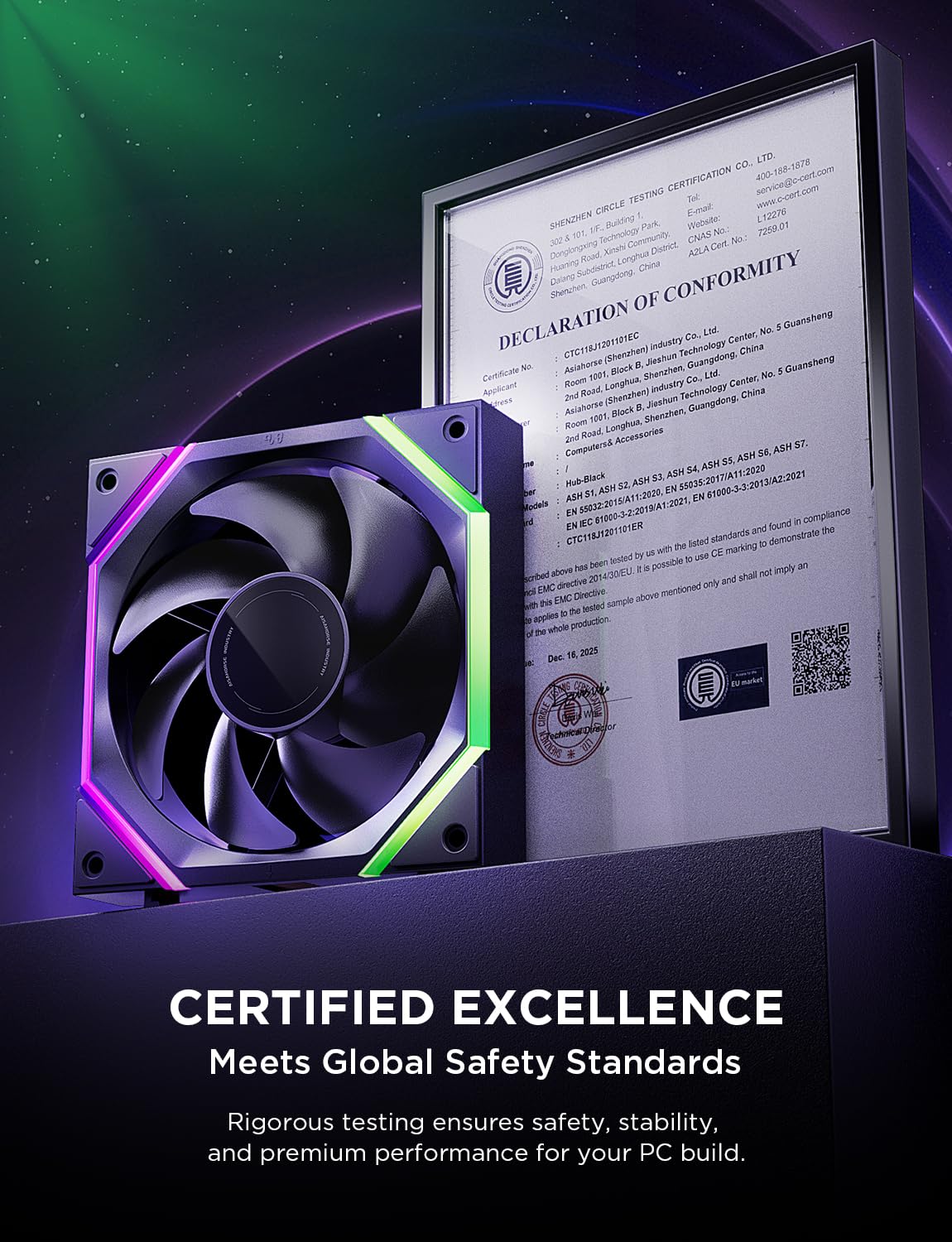 AsiaHorse Nyota Pro 120mm Gehäuselüfter, PC Lüfter 120mm 3er Set, Daisy Chain ARGB PWM 2000RPM Leise, High Airflow Case Fan, Standard-Lüfterblatt (Abluft), Schwarz 3er-Pack