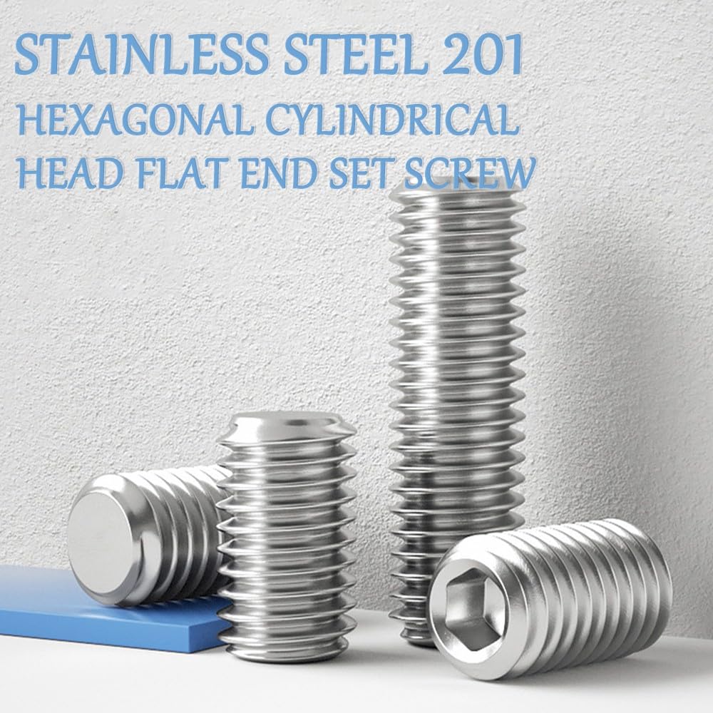 Viti Senza Testa a Brugola - Acciaio Inox Perno Filettato Argento Vite a Macchina Viti Metalliche, M6 x 40mm (20 Pezzi)