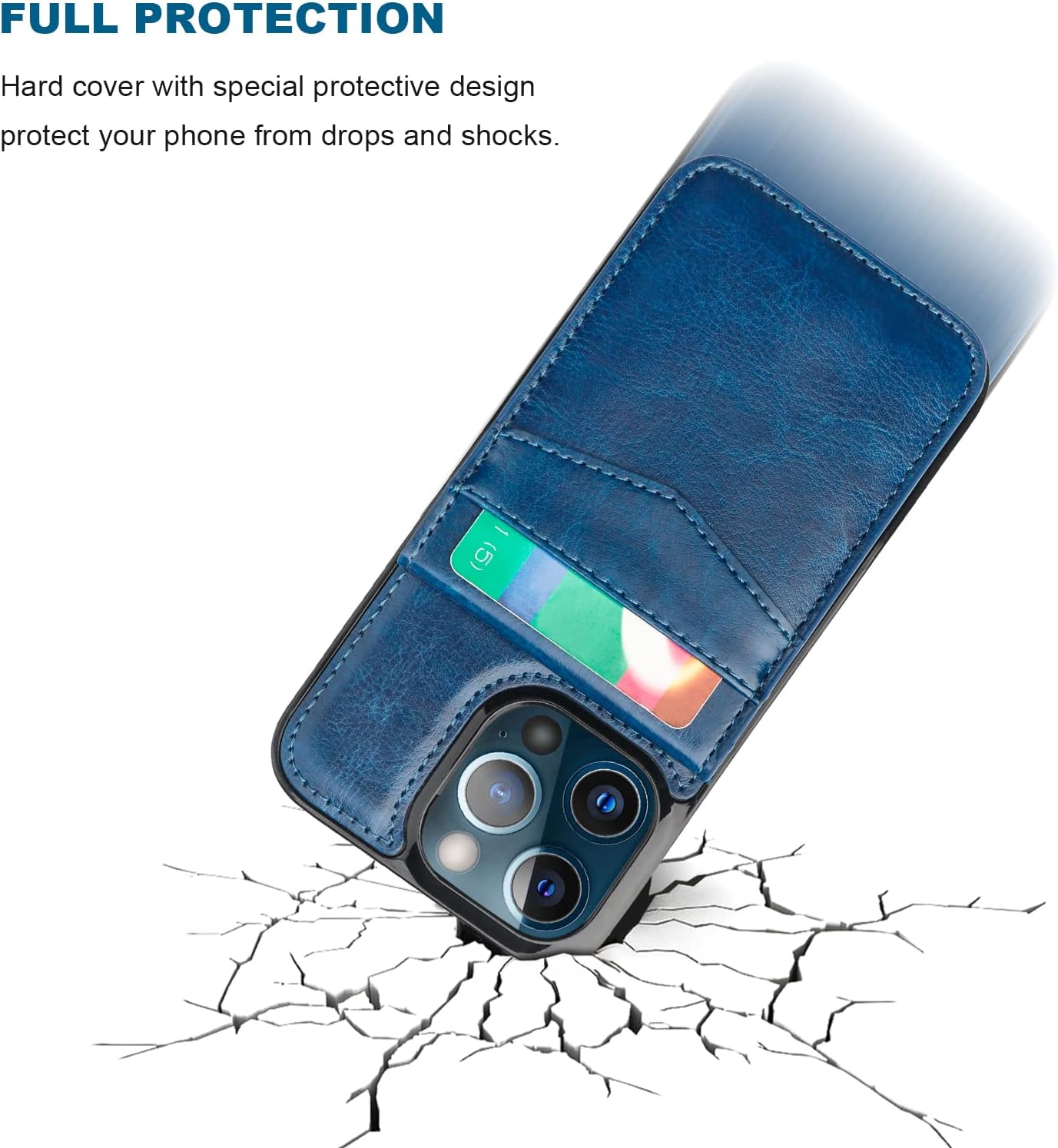 KIHUWEY Compatible with iPhone 13 Pro Case Wallet with Credit Card Holder, Premium Leather Magnetic Clasp Kickstand Heavy Duty Protective Cover for iPhone 13 Pro 6.1 inch(Blue) - Image 6