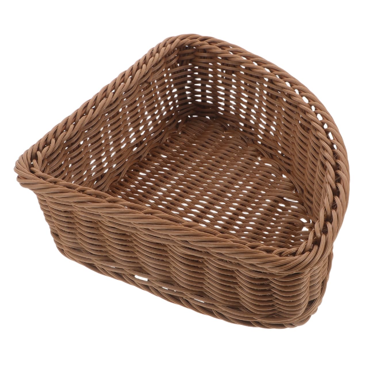 Inoomp Handwoven Fan-Shaped Corner Basket, 24.5cm Small Quarter-Circle Storage Bin for Wardrobe & Shelves, Wicker-Style Organiser Box for Bathroom, Kitchen Snacks and Sundries