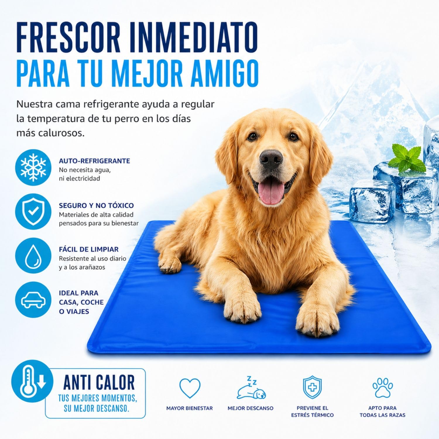 Cama Perro Verano 90 x 50 cm – Manta refrescante para Perros Colchoneta Cama Refrescante Perro Alfombra Refrescante Perro Cama Fria para Perros Manta Fria Perros y Gatos Alfombra Refrescante Mascotas
