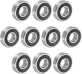 Rolamento de esferas com sulco profundo de 0,7 cm x 2,4 cm x 0,9 cm, pacote com 10, rolamentos selados de borracha dupla, roldana, rolamentos, rodas para skate
