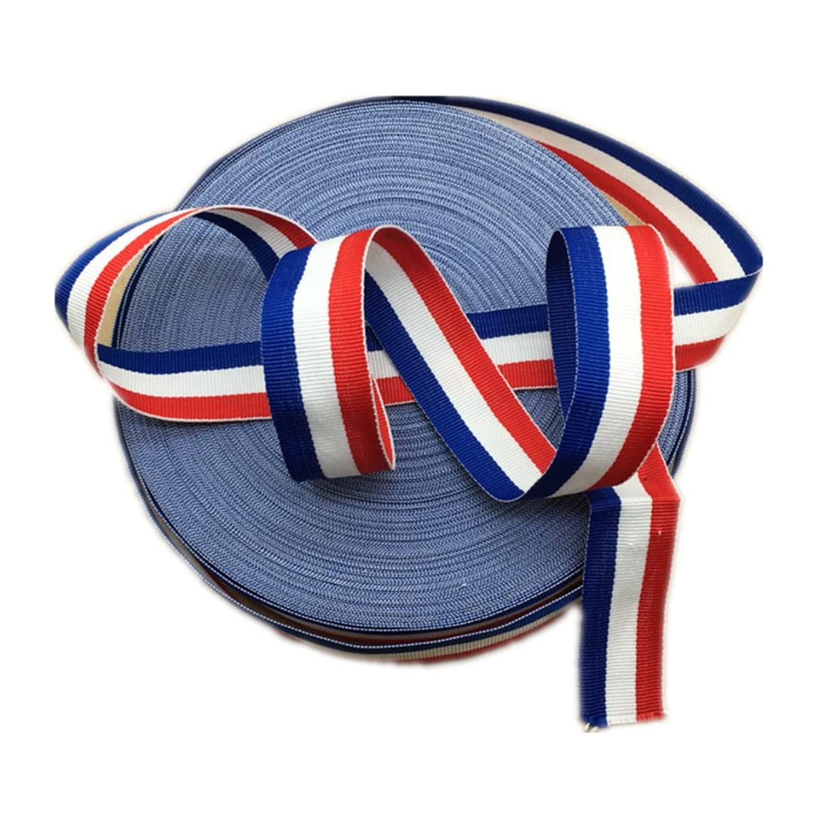 Nastro decorativo in nylon tricolore, 10 m, rosso, bianco, blu, per la (w0S
