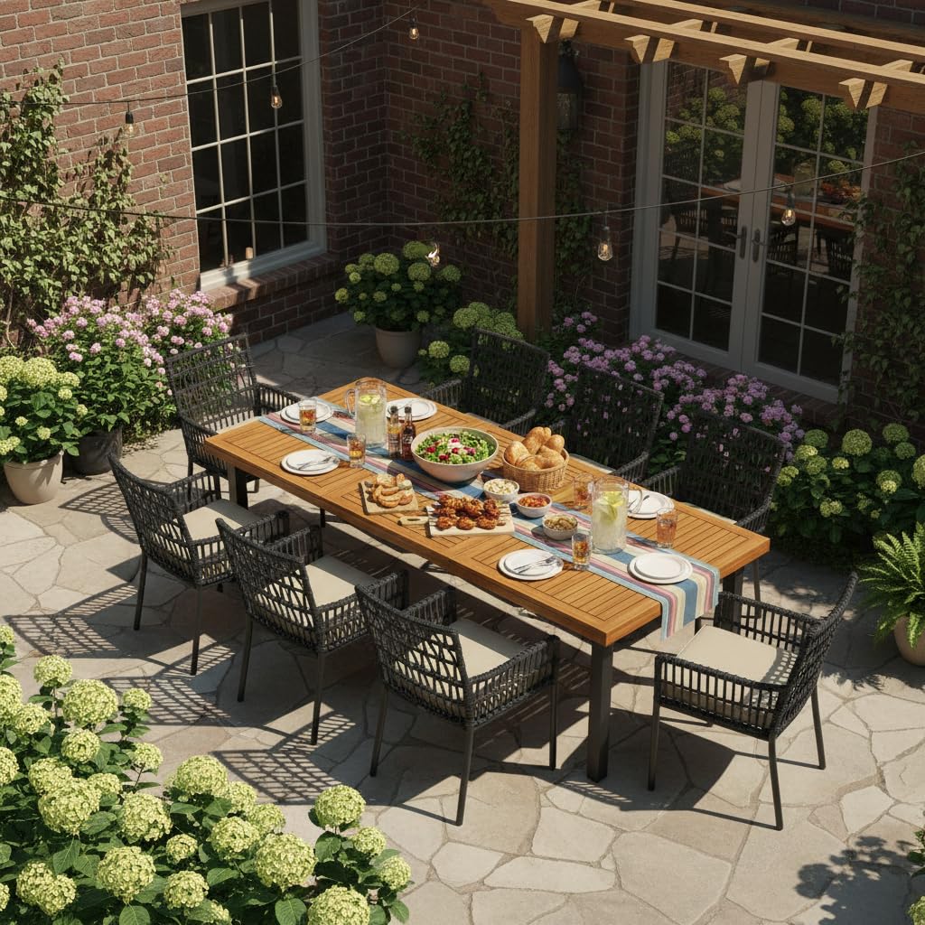 8 person patio table with umbrella Tangkula 79