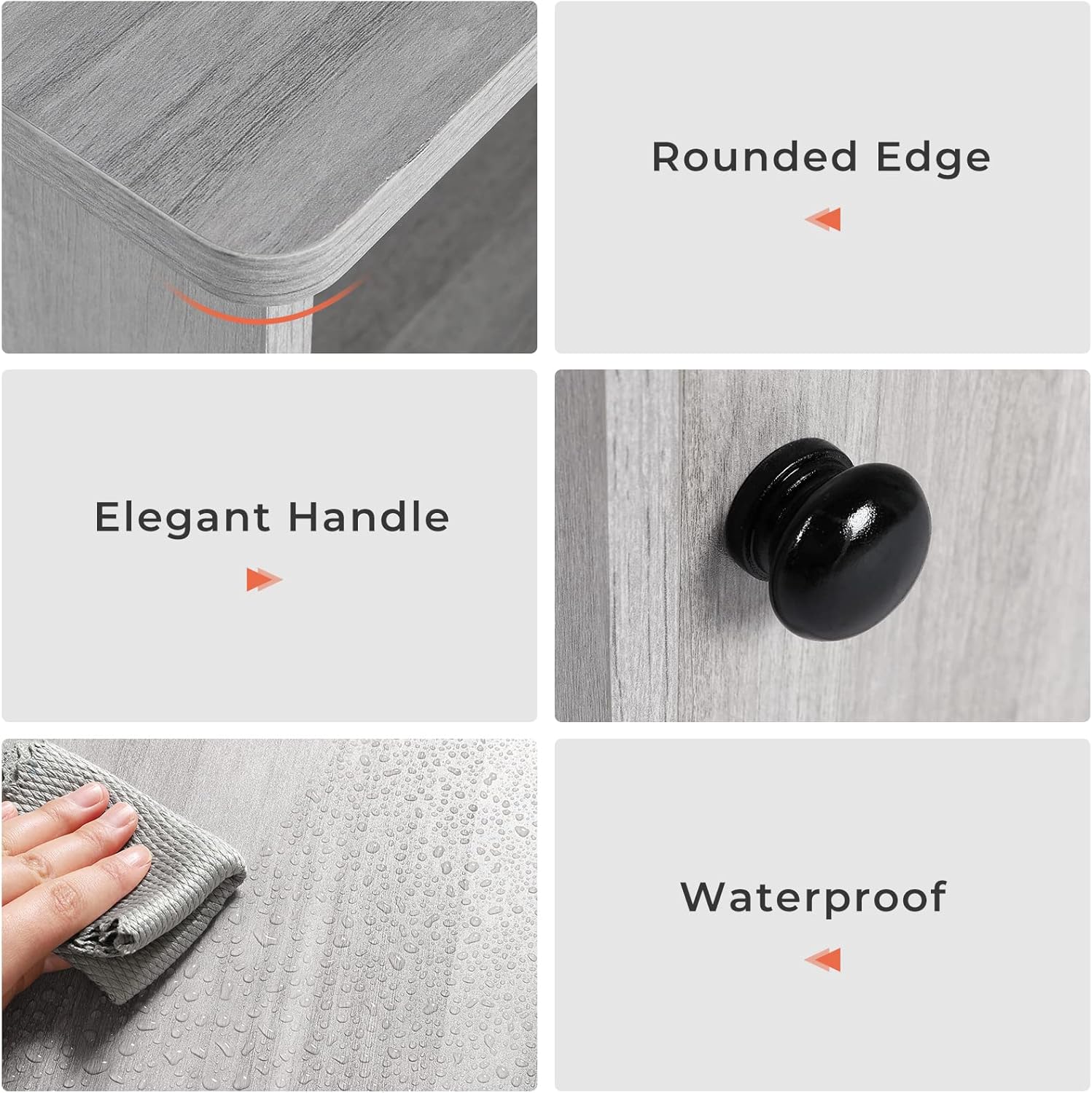 ADORNEVE Nightstand Set of 2 with Charging Station, Grey Night Stands for Bedroom, End Table Side Stand Cabinet : Home & Kitchen