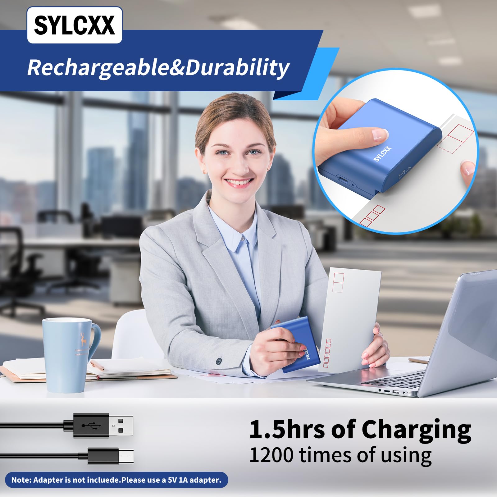 Ouvre-lettres électrique rechargeable coupe-enveloppes outil universel bleu