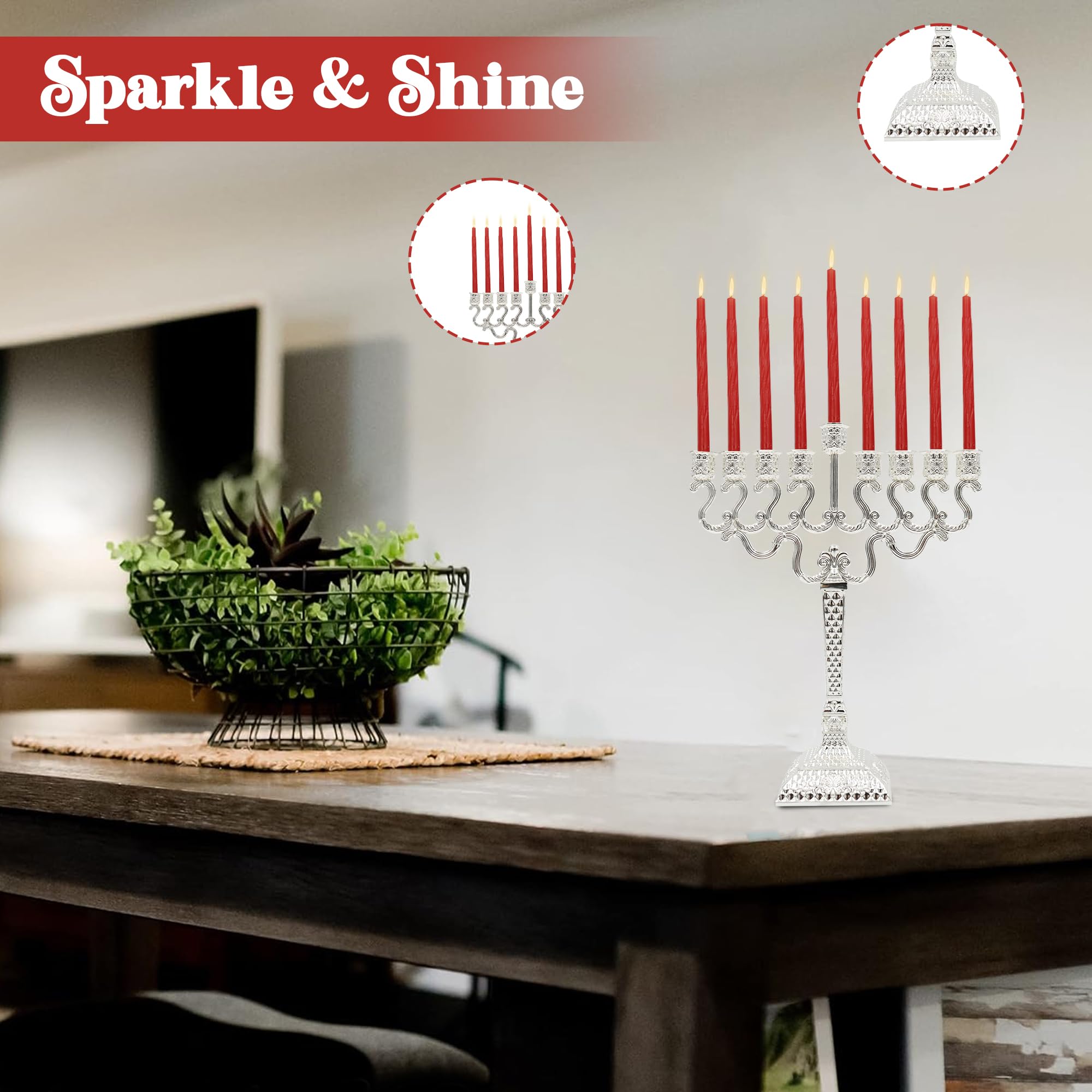 Amazon.co.jp: Majestic Giftware 銀メッキ ハヌカキャンドル メノラ