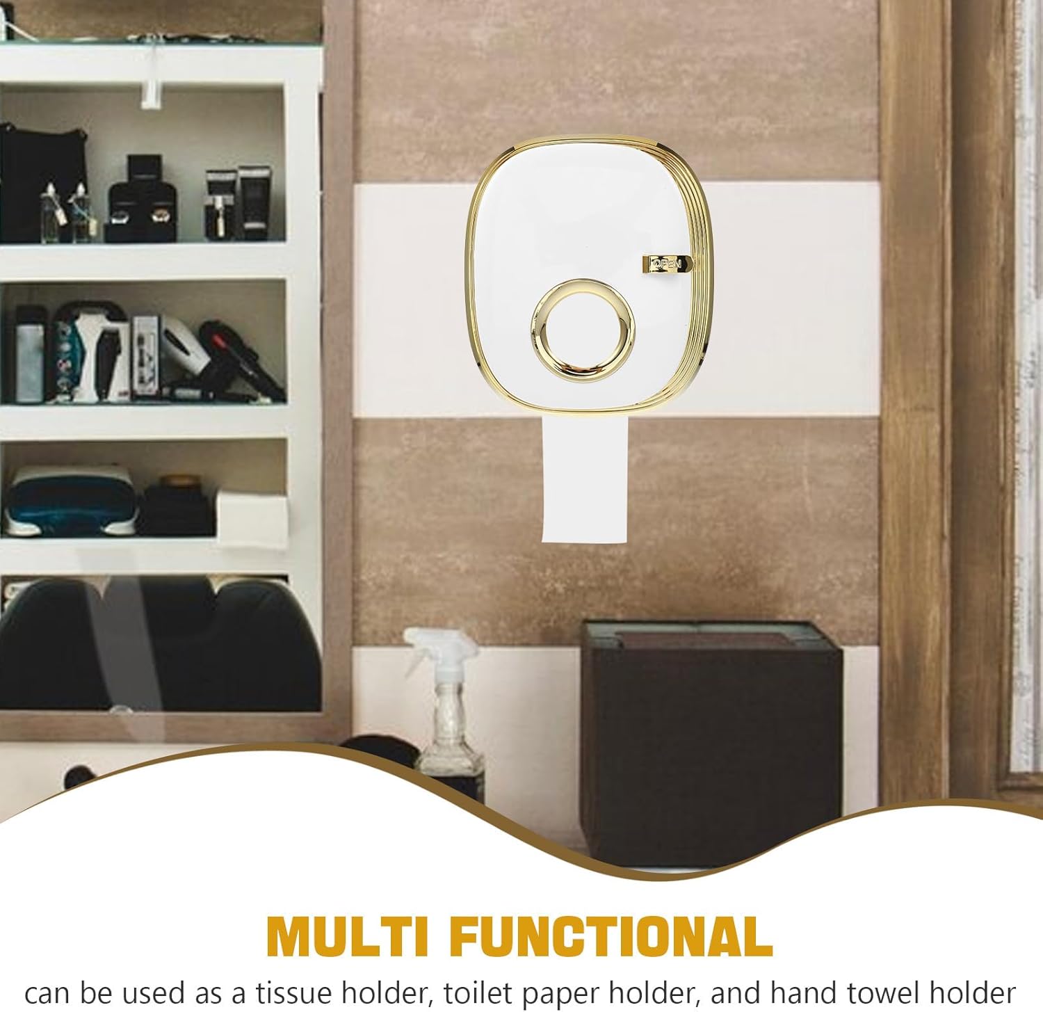 Wall Mount Toilet Paper Holder Bathroom Tissue Box Storage Organizer Multifunctional Space-Saving Napkin Dispenser for Home Use White Finish