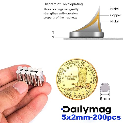 Miniatura 9 de Imanes pequeños, 300 imanes redondos fuertes de tierras raras, imanes de disco de neodimio de 0.118 in x 0.039 in para refrigerador, gran regalo
