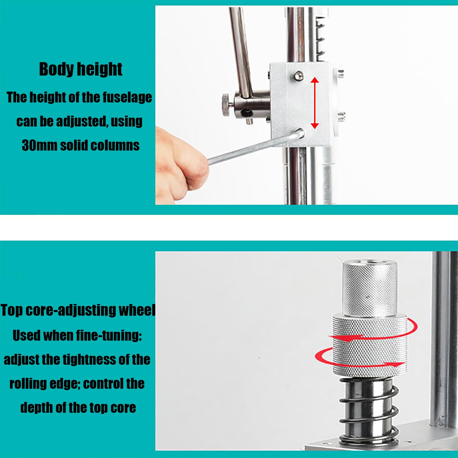 Máquina de sellado manual de viales para prensadora de tapas de aluminio y plástico de 13/20 mm, con altura y tensión ajustables para uso en laboratorio