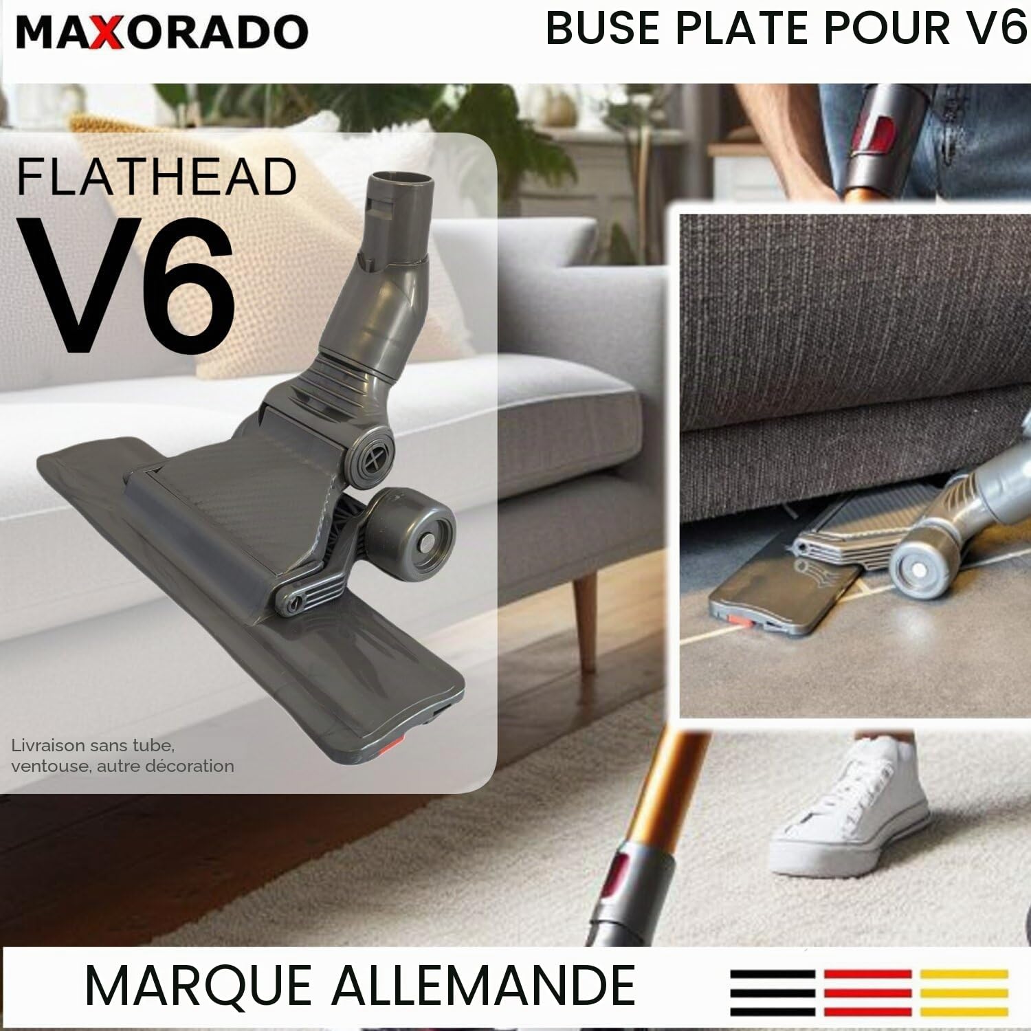 Buse plate Buse plate pour sol pour Dyson V6 DC59 DC61 DC62 DC74 DC23T2 DC29 DC66 DC33c Buse d'aspirateur I Buse d'aspirateur plate Buse pour parquet et sol dur Embout de rechange Accessoire