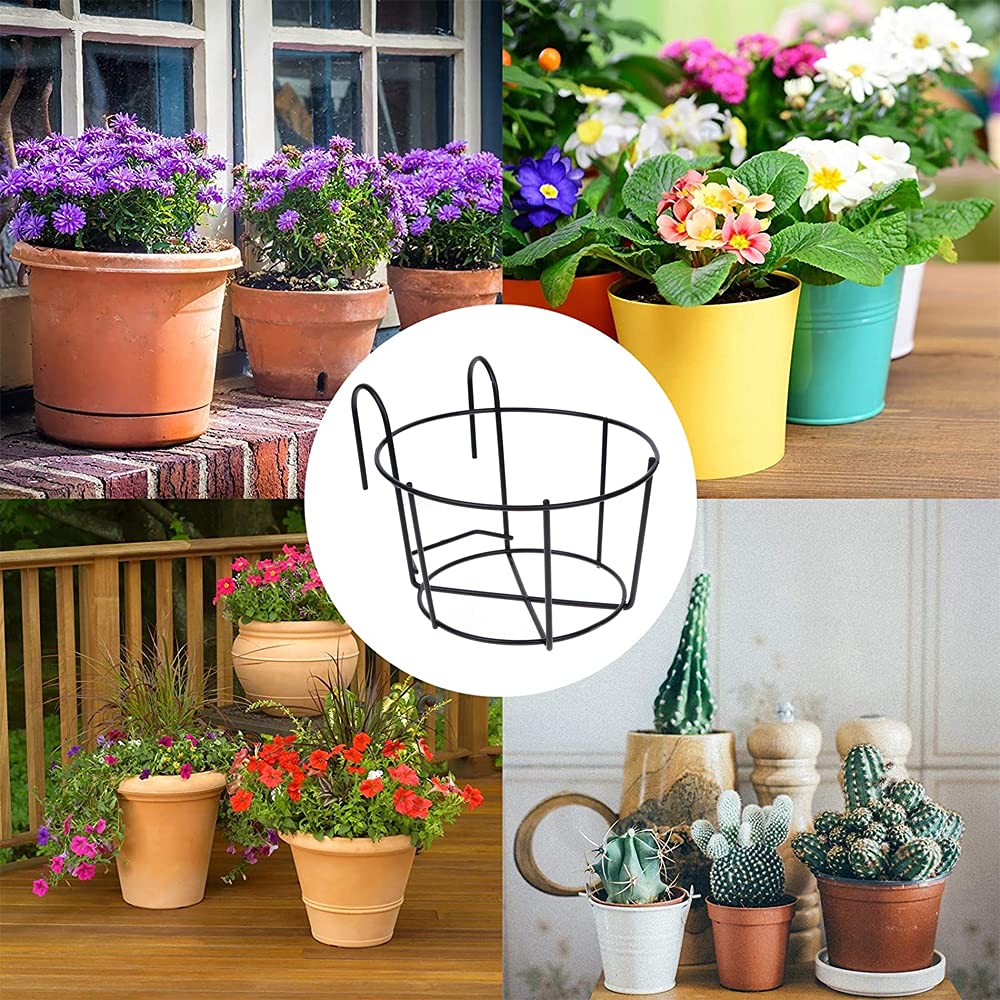 2 Piezas Soporte Flores Redondo Gancho,Estante Hierro Plantas Colgantes,Hierro Jardinería Maceta Redonda,Estante Redondo Cestas Plantas,Adecuado para Balcón,Jardín,Valla,Interior Y Exterior