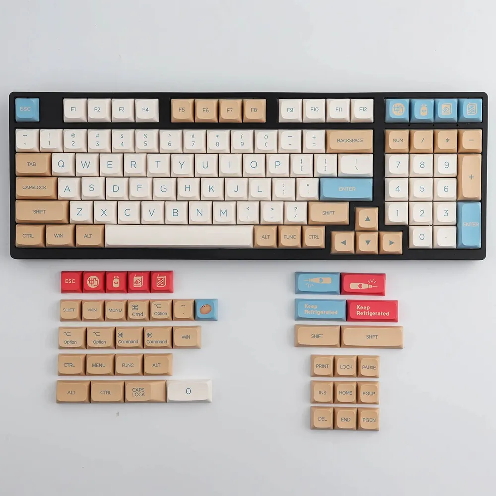 Tsungup Keycaps - DYE-Sub -PBT Keycaps - English (US) Layout - XDA Profile - 138 Key - MX Stems - for Mechanical Keyboards - Soy Milk