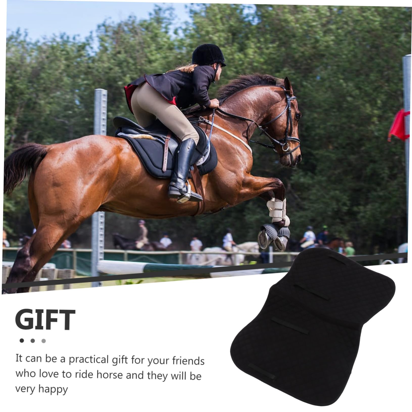 TOYANDONA Almohadilla Antideslizante para Silla de Montar para Caballo, Acolchado Eva y Algodón, Fácil de Instalar, Negro, para Montar
