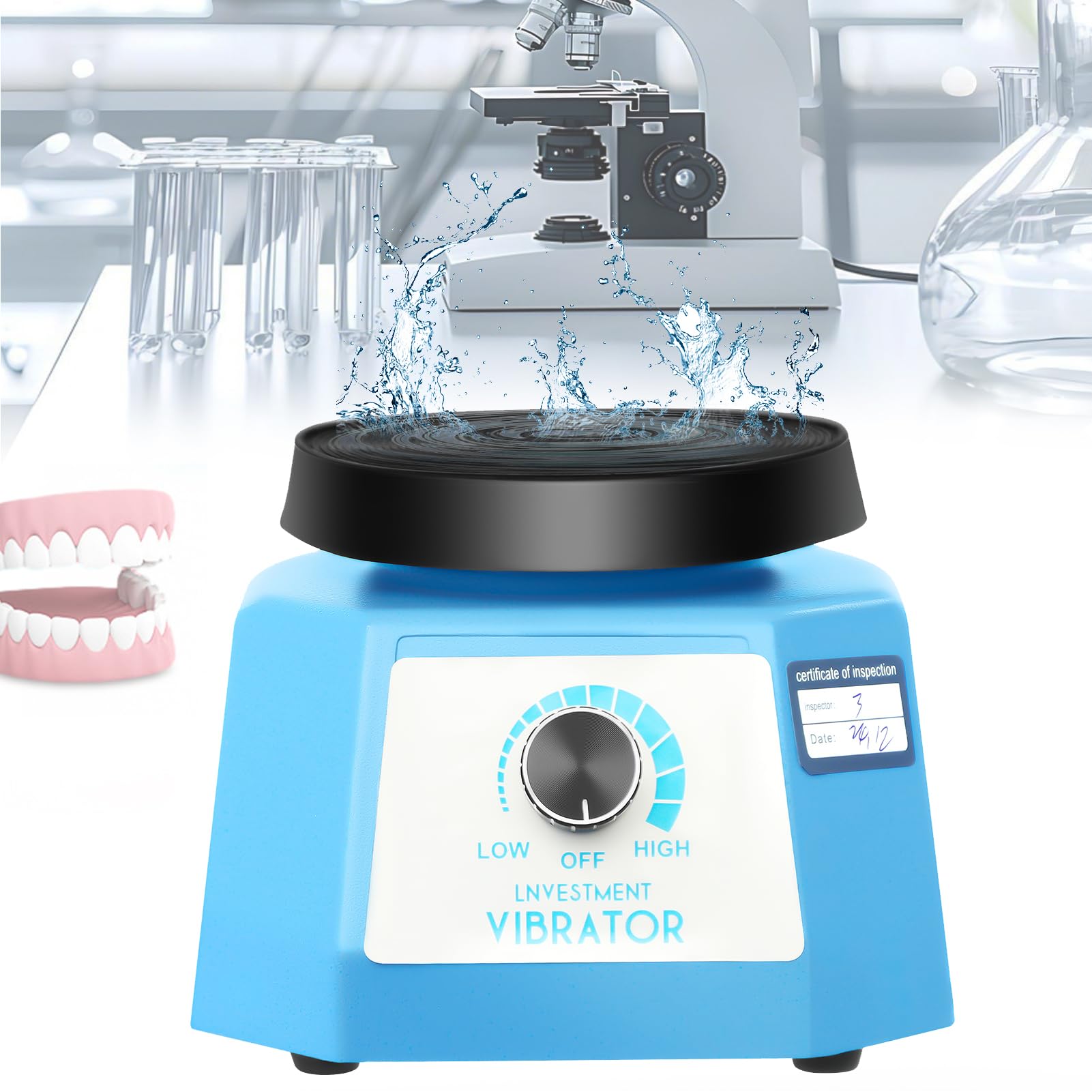 Plaque Vibrante Vibrante Gyrophare 70 W 220 V Plaque vibrante dentaire réglable avec pieds anti-vibrations, oscillateur de laboratoire électrique rond pour formes de dents, moules en caoutchouc