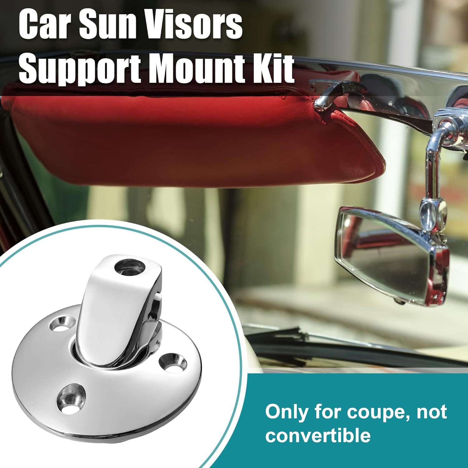 X AUTOHAUX 2 Pair Sunvisor Support Brackets Kit Replace 7790753 for Buick for Chevrolet for Pontiac for Oldsmobile 1964-1973 Chrome W/Screws Bushing Tips for Coupe Sun Visor