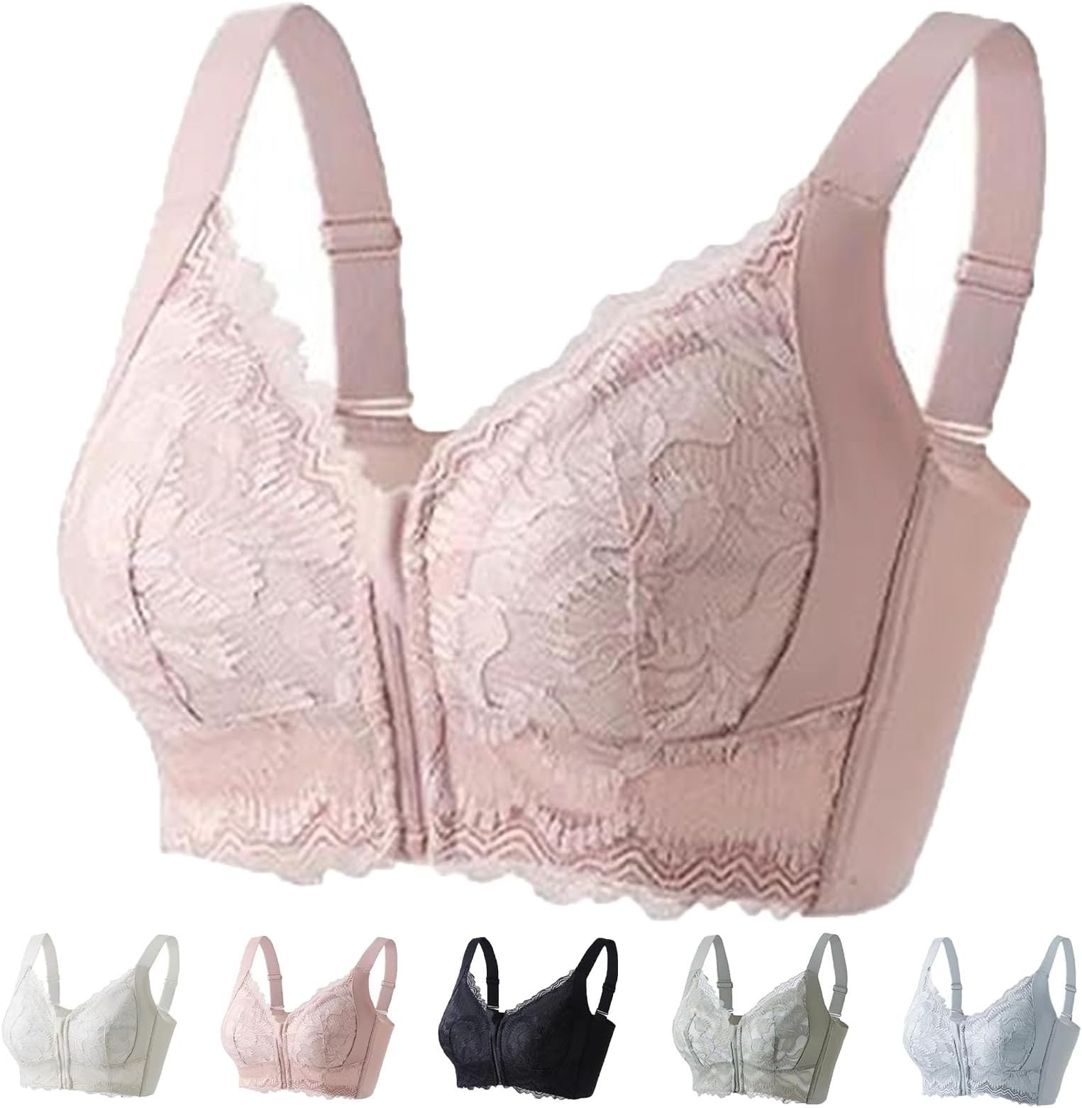 Ziplacy - Ultra Soft Front Zip Wireless Lifting Bra, Women's Zip Front Sports Bra Wireless Post Surgery Bra Active Yoga Bras