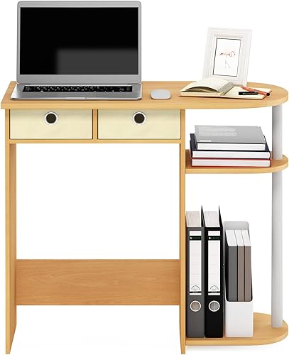 Miniatura 4 de Furinno Go Green Home - Escritorio para computadora o portátil con 2 cajones de gaveta hayamarfilblanco