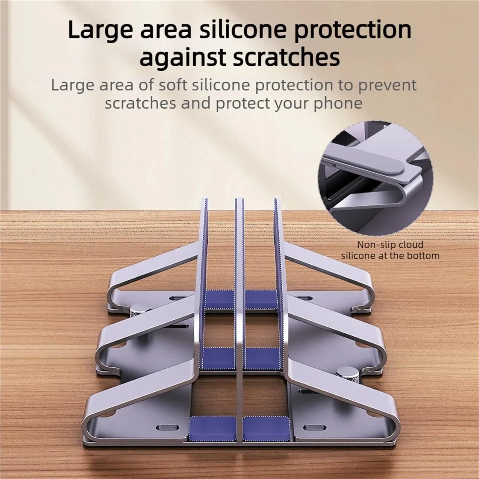 Laptop Ständer Vertikal Verstellbarer Laptop-Aufbewahrungsständer und Schreibtisch-Organizer, mit Silikon gepolsterter Halter for die Aufbewahrung mehrerer Geräte