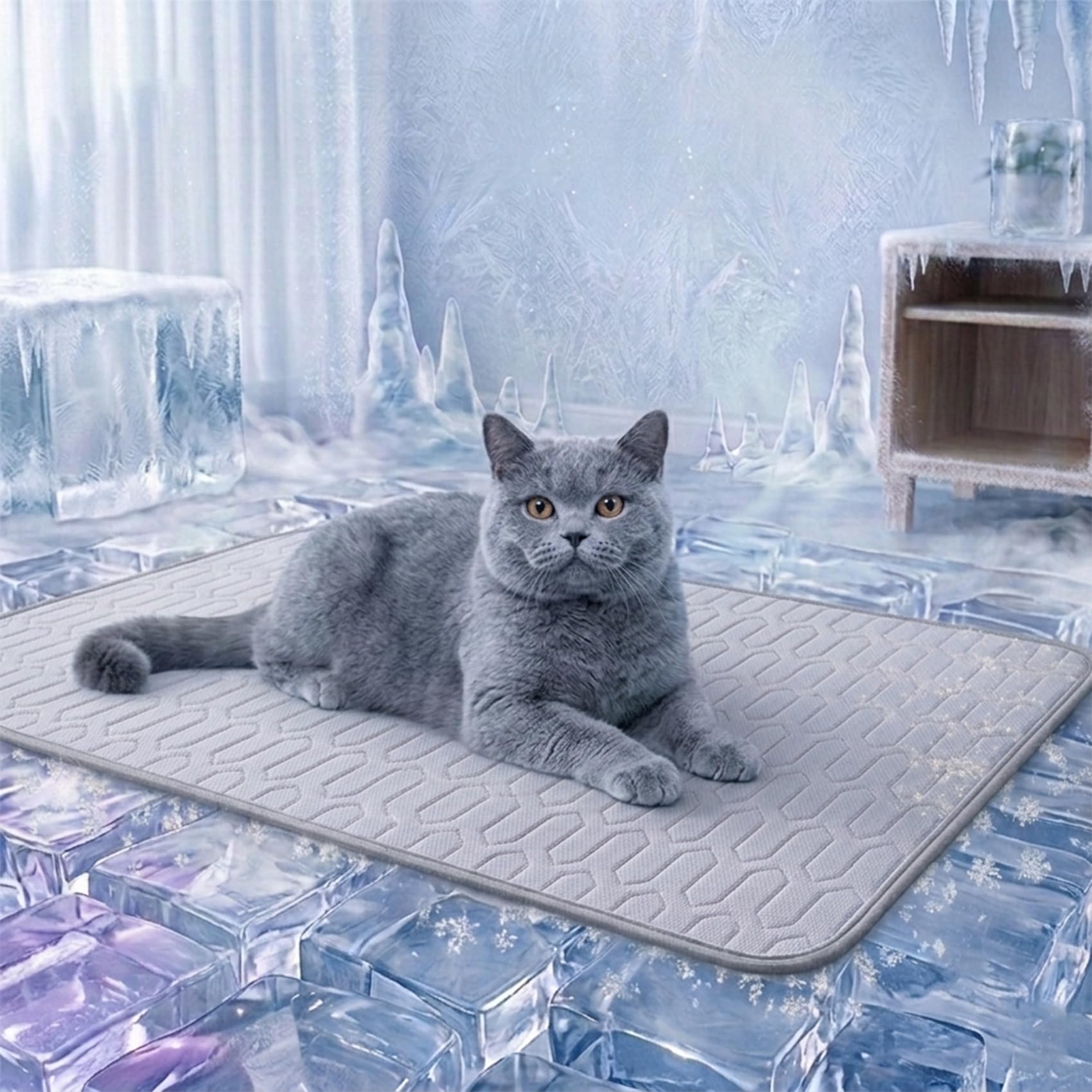 Lonivea Cooling Mat for Cats - Instant Cooling Relief，Grey：XL (100 x 70cm)