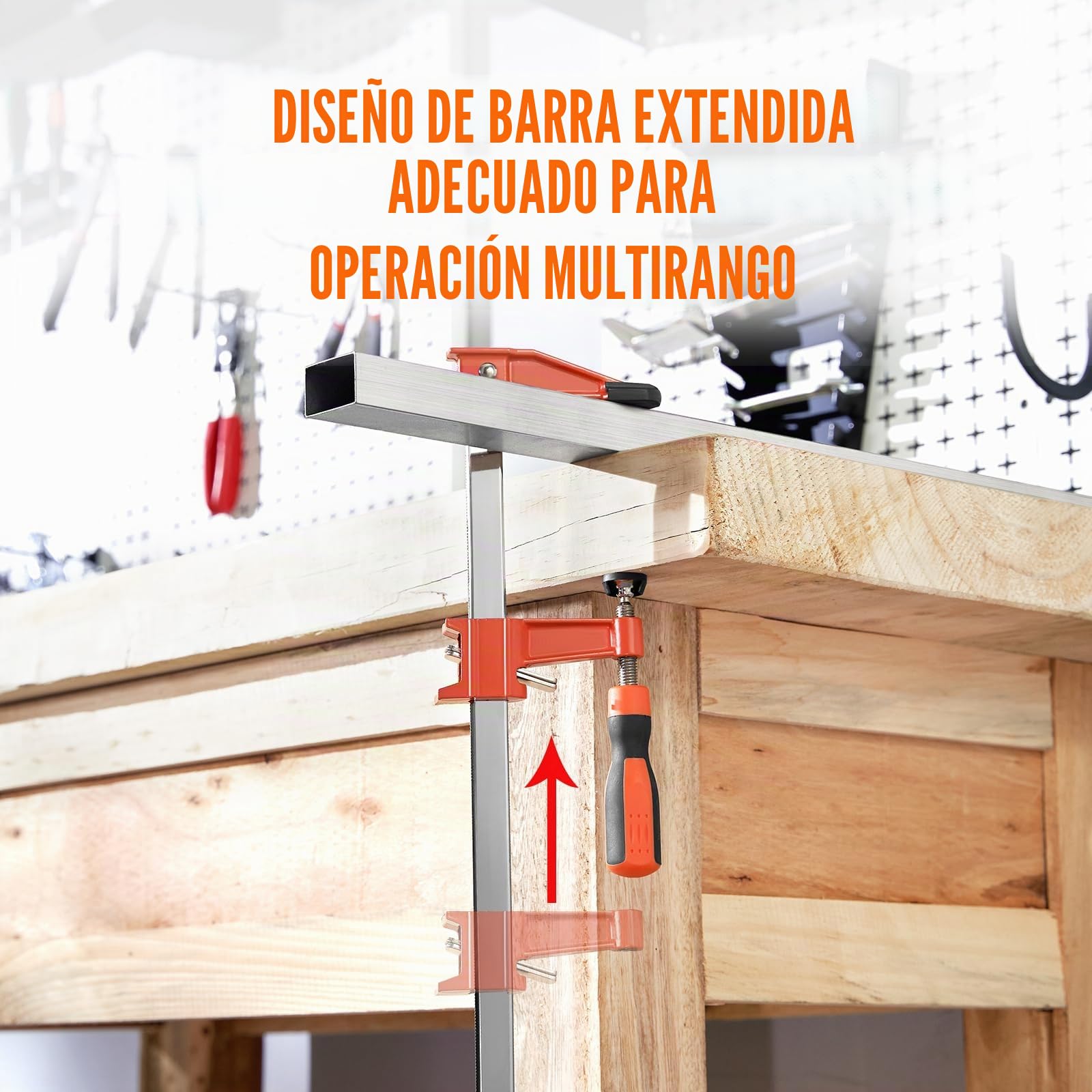 VEVOR Juego de 2 abrazaderas de liberación rápida Abrazadera con una sola mano Apertura 914,4 mm Longitud 1015 mm Fuerza de sujeción máxima Alicate esparcidor reversible de 272 kg para carpintero