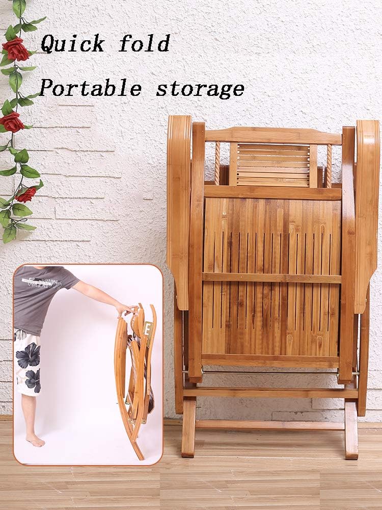 N / A Bamboo Rocking ChairFolding Chair, Adjustable Wooden Garden Bamboo Rocking Chair for Outdoor Leisure Balcony/Camping/Sun Chair(Color:Reinforced Plate)