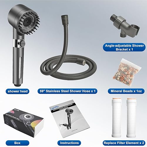 Miniatura 8 de Luxsego Cabezales de ducha de alta presión con masajeador del cuero cabelludo cepillo de champú para el cuidado de la piel y el cabello, cabezal de