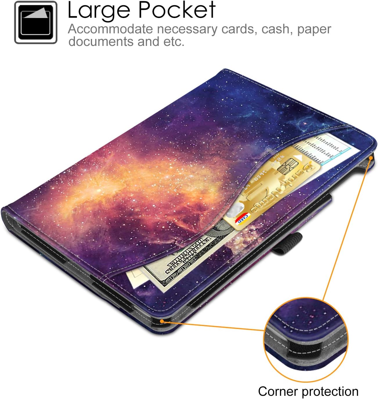 Fintie Folio Case for iPad mini 5th Generation 7.9-inch, iPad mini 4 | Multi-Angle Viewing Smart Stand Cover, Pencil Holder & Storage Pocket, Corner Protection, Auto Wake/Sleep, Galaxy