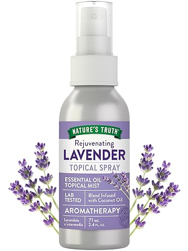 Nature's Truth - Spray de aceite esencial de lavanda 2.4 onzas líquidas Rocío de aroma para habitación, uso tópico y yoga