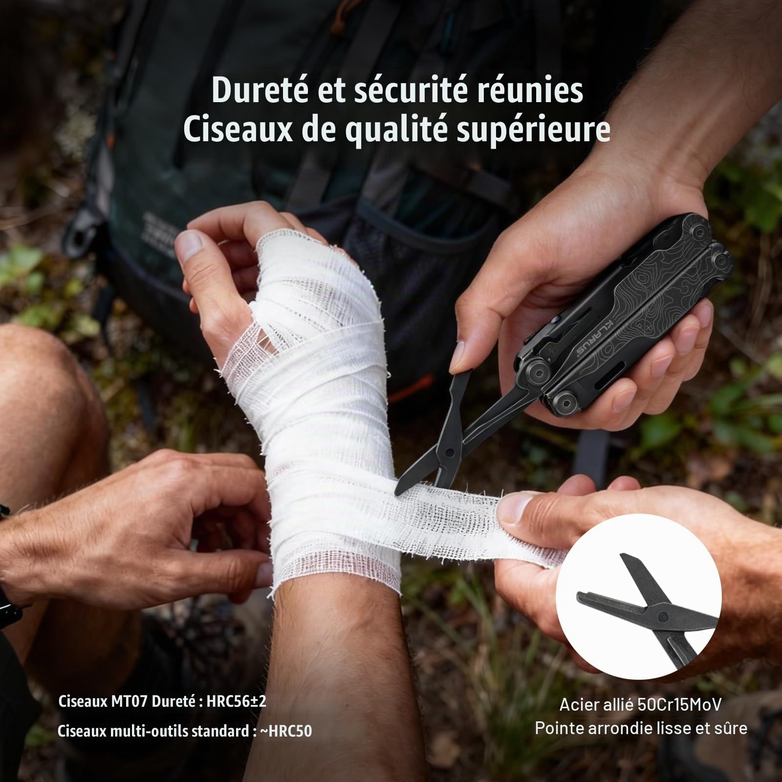 KLARUS MT07 Coffret cadeau homme : outil multifonction professionnel 20 en 1 comprenant une pince, un couteau pliant et un étui. Idéal pour le camping et les réparations en extérieur. (Black)
