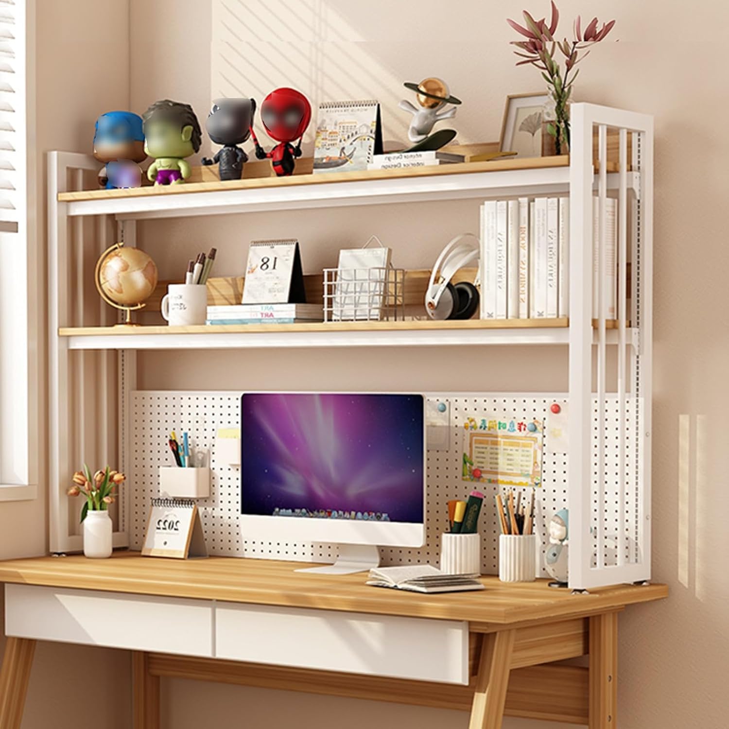 Étagère de bureau réglable double niveau pour optimiser votre espace informatique