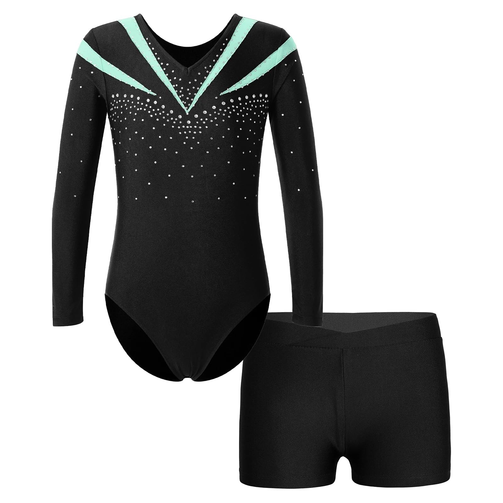 Maillot Gimnasia Ritmica Girls Ballet Dance Outfits Kids Long Sleeve Gymnastics Leotards With Shorts Dancewear Sets For Yoga Athletic Jumpsuit