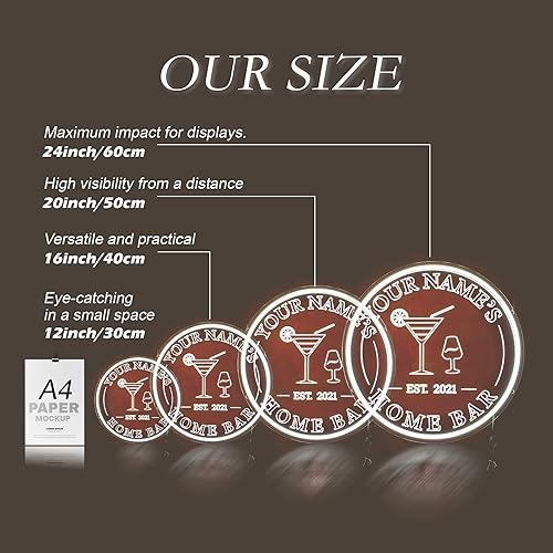 Miniatura 5 de Letrero de neón personalizado para bar de cócteles, regulable, con nombre personalizado para cócteles de neón del año EST para bar en casa, letrero