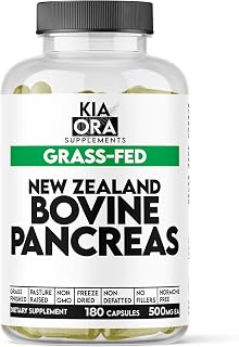 Grass Fed Bovine Pancreas Supplement – Freeze-Dried, Desiccated Pancreas Glandular – Natural Digestive Enzymes & Support – Ancestral Organ Capsules – 180 Capsules