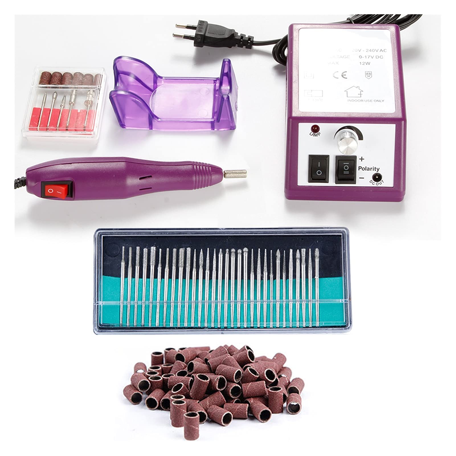 Wiertarka do paznokci Urządzenia elektryczne Wiertła do manicure Remover 3 0SZT. frezarskie Zestaw Maszyna pedicure Placzki szlifierskie(ZH1430-9)