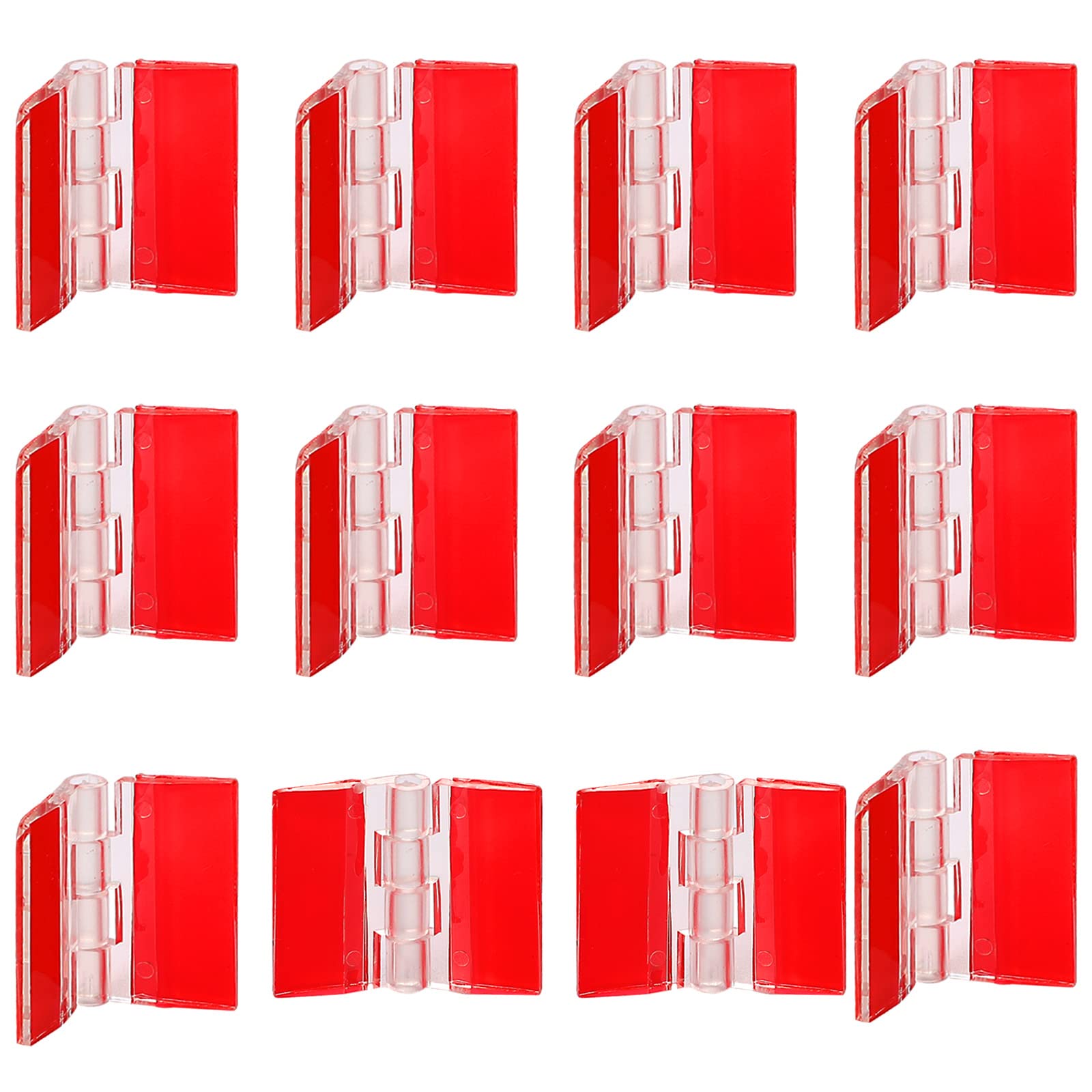 12 Pcs Transparent Small Hinge Self-Adhesive Hinges Acrylic Folding Hinge, Mini Clear Plastic Hinges for Glass, Crafts, Aquarium Lid, Cabinet, Furniture, Display Stand 35x30 mm